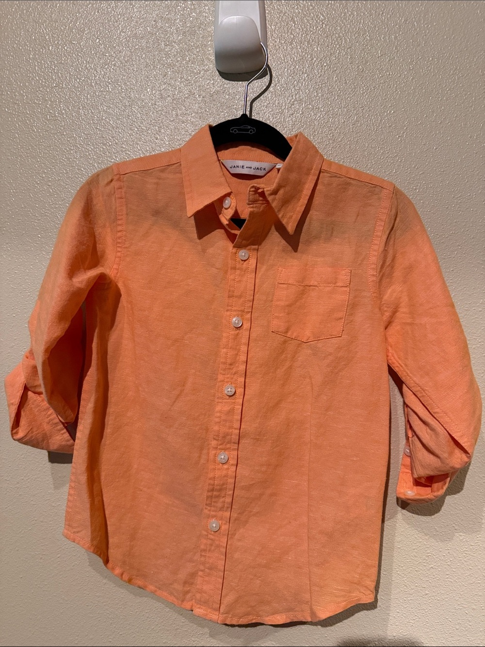 Janie and Jack Orange Button-Front Linen Shirt